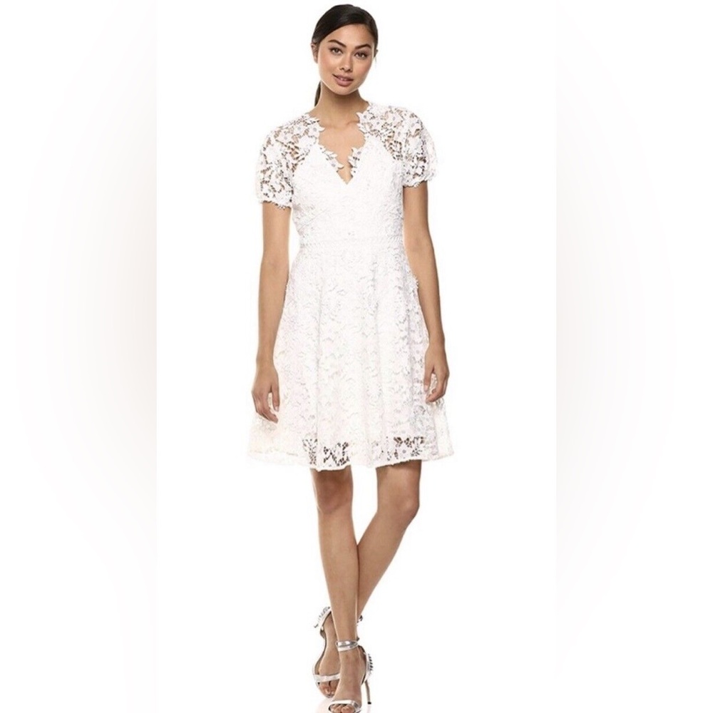 Shoshanna Satenay Floral Lace Dress in White Size 6 Bridal Bride